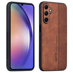 Силиконов гръб с покритие от кожа марка AZNS за Samsung Galaxy A25 5G - кафяв