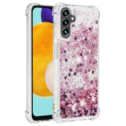 Силиконов гръб с течност с брокат за Samsung Galaxy A34 5G - розов