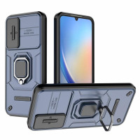 Хибриден гръб със стойка и слайдер за камера за Samsung Galaxy A34 5G - тъмно син