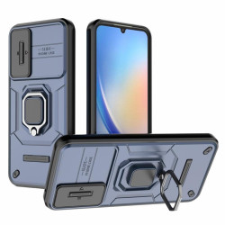 Хибриден гръб със стойка и слайдер за камера за Samsung Galaxy A34 5G - тъмно син