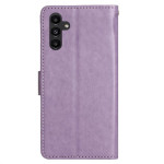 Кожен калъф тип портмоне с цветя и пеперуди за Samsung Galaxy A35 5G - лилав - 3 Кожен калъф тип портмоне с цветя и пеперуди за Samsung Galaxy A35 5G - лилав - 3