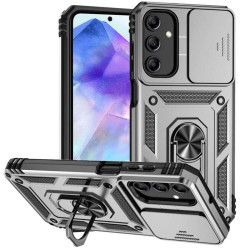 Хибриден гръб със стойка и слайдер за камера за Samsung Galaxy A35 5G - бял