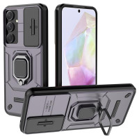Хибриден гръб със стойка и слайдер за камера за Samsung Galaxy A35 5G - тъмно лилав