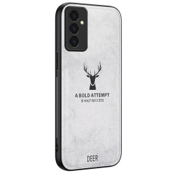 Силиконов гръб с покритие от кожа марка DEER за Samsung Galaxy A35 5G  - сив