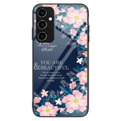 Силиконов кейс със стъклен гръб за Samsung Galaxy A54 5G - розови цветя