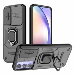 Хибриден гръб със стойка и слайдер за камера за Samsung Galaxy A54 5G - черен