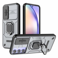 Хибриден гръб със стойка и слайдер за камера за Samsung Galaxy A54 5G - сив