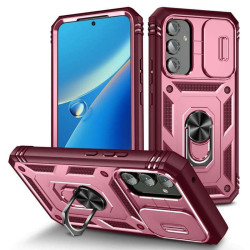 Хибриден гръб със стойка за Samsung Galaxy A54 5G - розово-червен