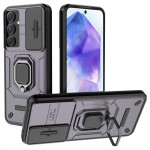 Хибриден гръб със стойка и слайдер за камера за Samsung Galaxy A55 5G - тъмно лилав - 0