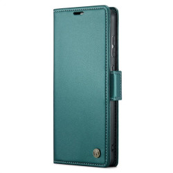 Кожен калъф страничен flip марка CASEME за Samsung Galaxy A55 5G – тюркоазен