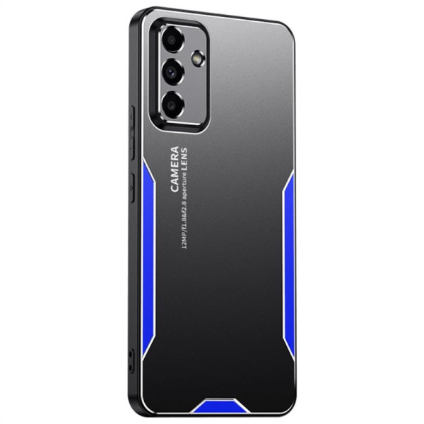 Алуминиев гръб за Samsung Galaxy A55 5G - черен със синя рамка