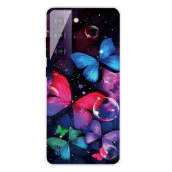 Силиконов гръб за Samsung Galaxy S21 FE - шарени пеперуди