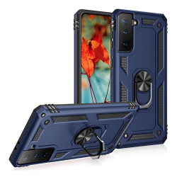 Хибриден гръб със стойка тип пръстен за Samsung Galaxy S21 FE - тъмно син