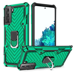 Хибриден гръб на черти със стойка за Samsung Galaxy S21 FE - зелен