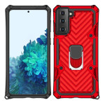 Хибриден гръб на черти със стойка за Samsung Galaxy S21 FE - червен - 2