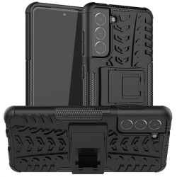Двупластов гръб със стойка за Samsung Galaxy S21 FE - черен