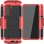 Двупластов гръб със стойка за Samsung Galaxy S21 FE - червен - 2