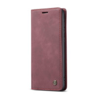 Калъф страничен flip марка CASEME за Samsung Galaxy S21 FE – винено червен