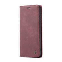 Калъф страничен flip марка CASEME за Samsung Galaxy S21 FE – винено червен