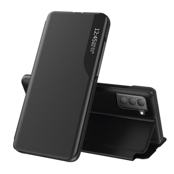 Тънък кожен калъф за Samsung Galaxy S21 FE – черен