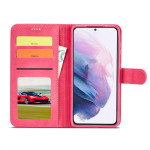 Кожен калъф тип портмоне марка LC.IMEEKE за Samsung Galaxy S22 - малинов - 2 Кожен калъф тип портмоне марка LC.IMEEKE за Samsung Galaxy S22 - малинов - 2