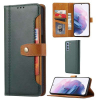 Кожен калъф тип портмоне за Samsung Galaxy S22+ - зелен