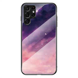 Силиконов кейс със стъклен гръб за Samsung Galaxy S22 Ultra - лилаво небе