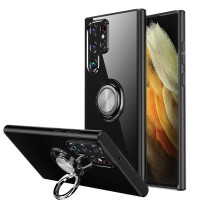 Силиконов гръб със стойка тип пръстен за Samsung Galaxy S22 Ultra - прозрачен