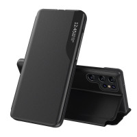 Тънък кожен калъф за Samsung Galaxy S22 Ultra – черен