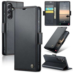 Кожен калъф страничен flip марка CASEME за Samsung Galaxy S23 FE – черен