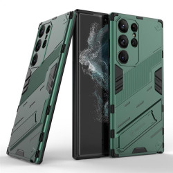 Хибриден гръб със стойка марка BIBERCAS за Samsung Galaxy S23 Ultra - зелен металик