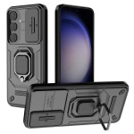 Хибриден гръб със стойка и слайдер за камера за Samsung Galaxy S24 - черен - 0