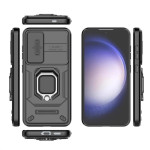 Хибриден гръб със стойка и слайдер за камера за Samsung Galaxy S24 - черен - 2