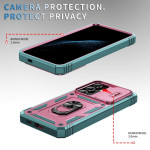 Хибриден гръб със стойка и слайдер за камера за Samsung Galaxy S24 - розово-зелен - 0
