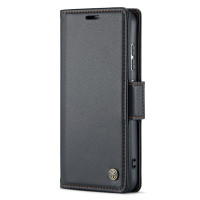 Кожен калъф страничен flip марка CASEME за Samsung Galaxy S24 – черен