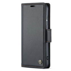 Кожен калъф страничен flip марка CASEME за Samsung Galaxy S24 – черен
