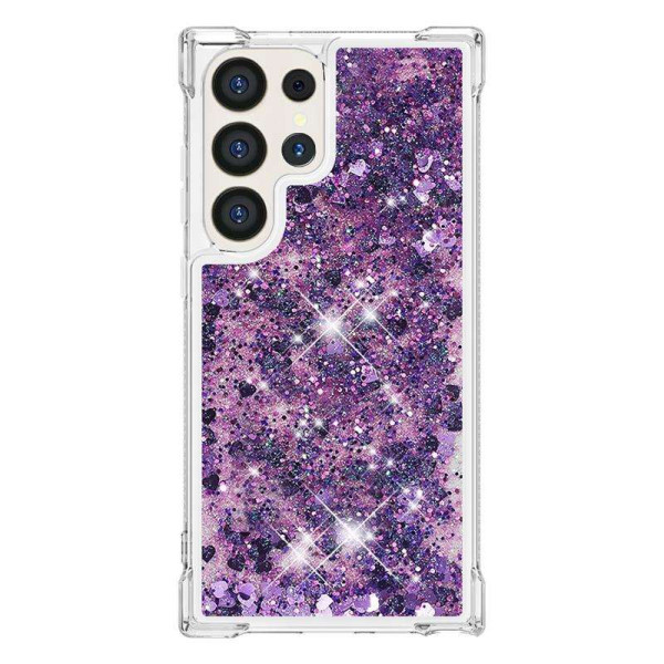 Силиконов гръб с течност с брокат за Samsung Galaxy S24 Ultra - лилав Силиконов гръб с течност с брокат за Samsung Galaxy S24 Ultra - лилав