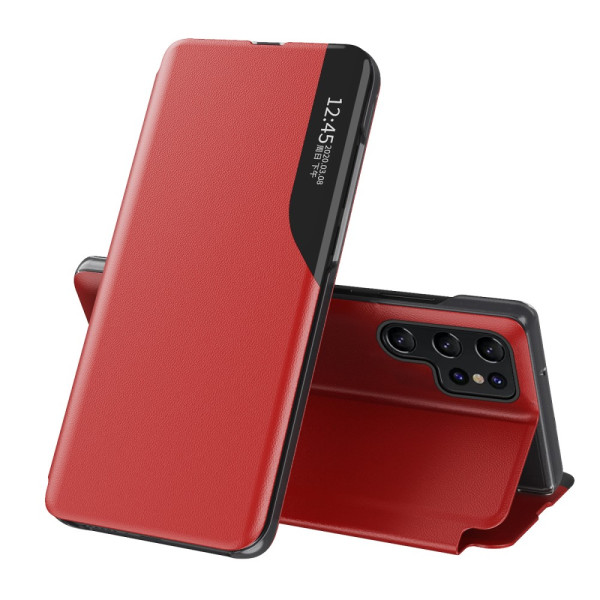 Тънък кожен калъф за Samsung Galaxy S24 Ultra – червен Тънък кожен калъф за Samsung Galaxy S24 Ultra – червен