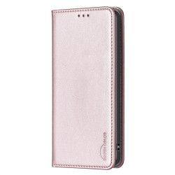 Кожен калъф тип портмоне марка BINFEN COLOR за Samsung Galaxy S24 Ultra - перлено розов
