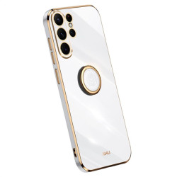 Силиконов гръб със стойка тип пръстен марка XINLI за Samsung Galaxy S24 Ultra - бял