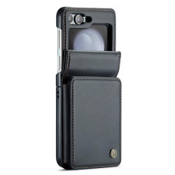 Кожен калъф страничен flip марка CASEME за Samsung Galaxy Z Flip5 &ndash; черен