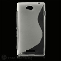 Силиконов калъф за Sony Xperia C със S-образен дизайн - прозрачен