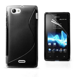Силиконов калъф за Sony Xperia J със S-образен дизайн - черен