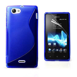 Силиконов калъф за Sony Xperia J със S-образен дизайн - тъмно син