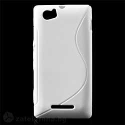 Силиконов калъф за Sony Xperia M със S-образен дизайн - бял