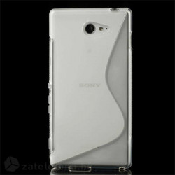 Силиконов калъф за Sony Xperia M2 със S-образен дизайн - прозрачен
