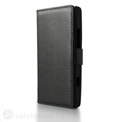 Кожен калъф тип портмоне за Sony Xperia S - черен
