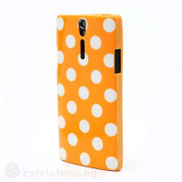 Силиконов калъф за Sony Xperia S на точки - оранжев