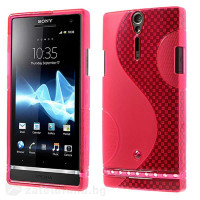 Силиконов калъф за Sony Xperia S със S-образен дизайн  - ярко розов
