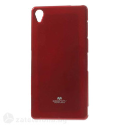 Гланциран силиконов калъф марка Mercury с лъскави частици за Sony Xperia Z3 &ndash; червен